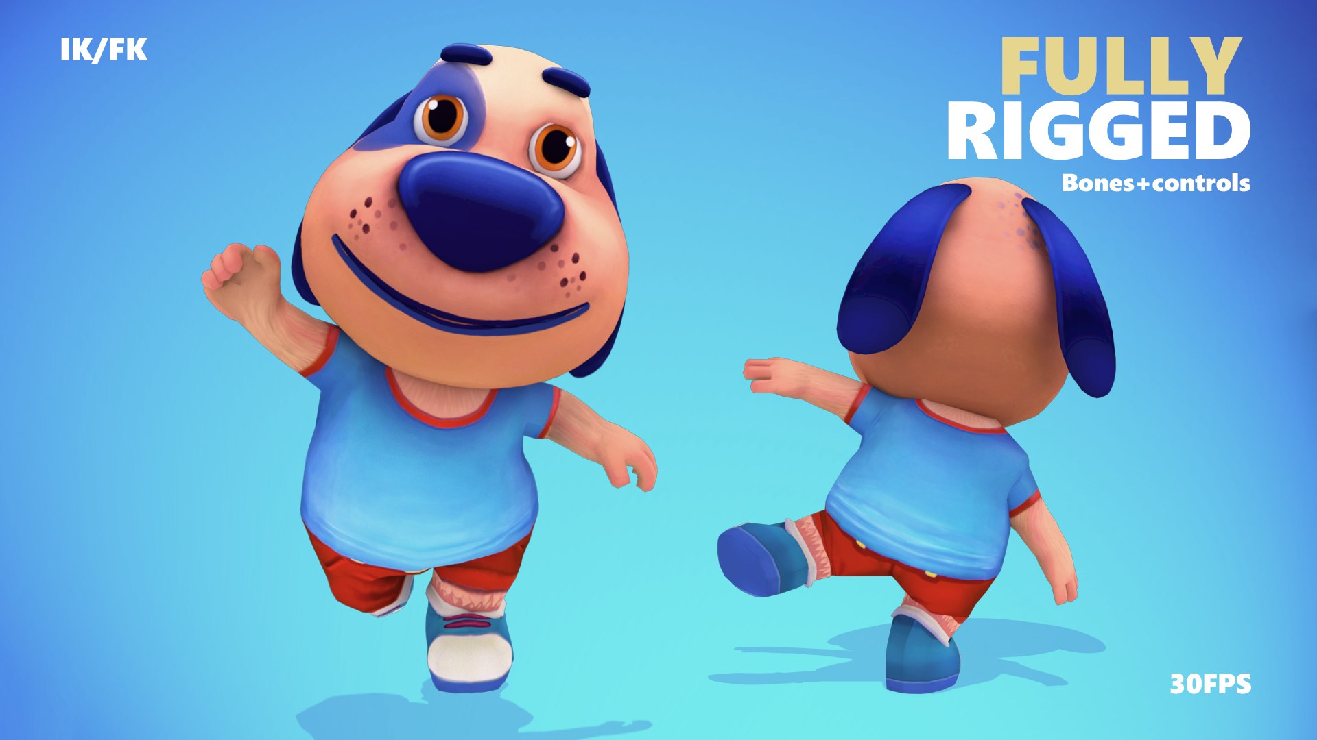 3D Cartoon Dog Animations Rigged - TurboSquid 1468794