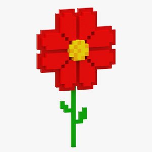 Voxel Red Daisy