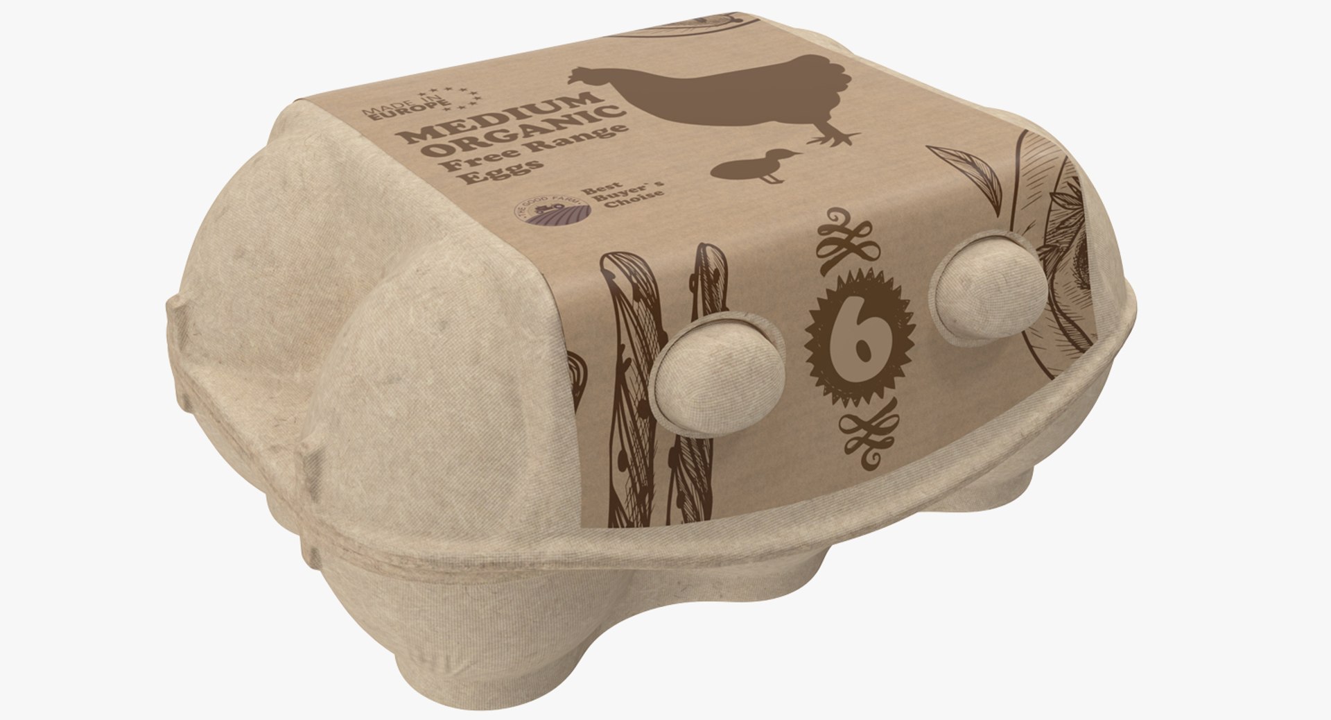 Six Egg Package Closed 3D model preview