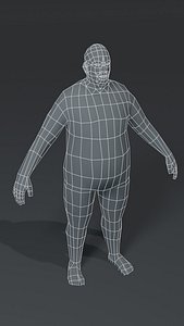 Male Body Fat Base Mesh 3D Model 1000 Polygons
