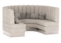 Semi-circular booth with throw pillows