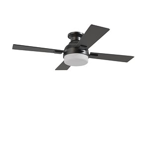 52 Inch Kyrra Matte Black Remote Control Ceiling Fan PBR 3D