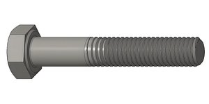 Screw Bolt M5 L30 ISO 4014 3D