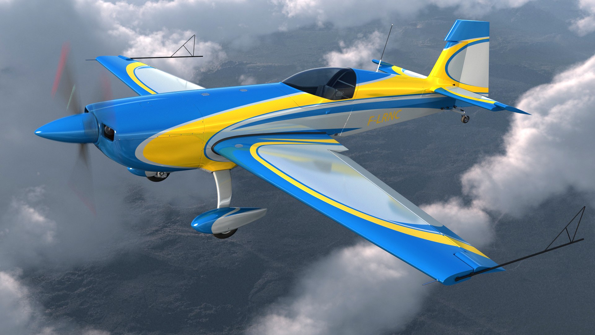 Extra EA300 Aerobatic Monoplane Rigged 3D model preview