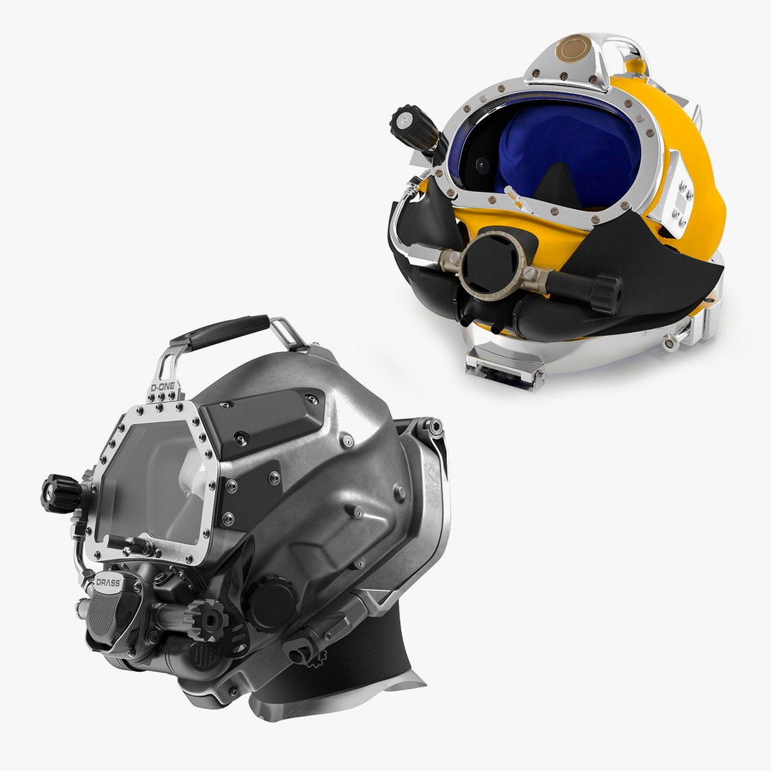 Commercial Diving Helmets Collection 3D model preview