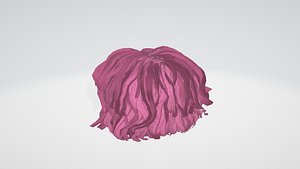 3D model Realistic Pink Hair