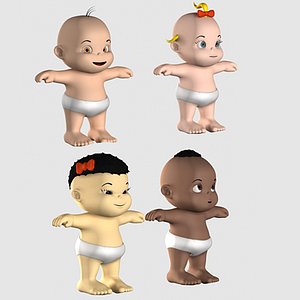 3d 3ds babies rigged character