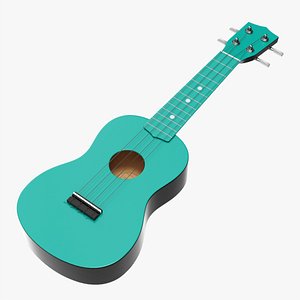 3D Ukulele guitar light blue model