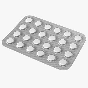 3D model White Medicine Tablet In Blister Pack