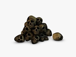 3d pile skulls