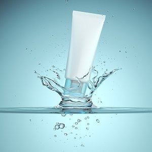 Cream container with water splash