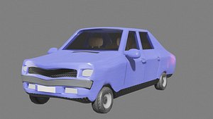Retro Style Car For a Game 3D model