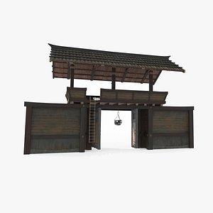 3D Gate level of Asian ancient architecture model