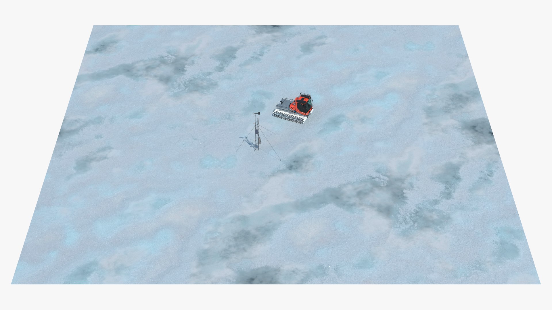 Meteorological Monitoring Tower with Tracked Snow Vehicle 3D model preview