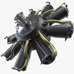 3d rhone engine aircraft motor