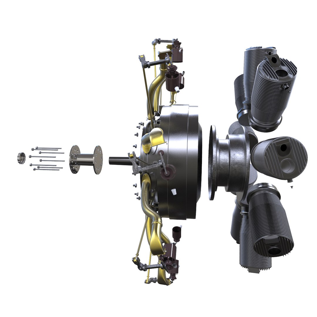 3d Rhone Engine Aircraft Motor
