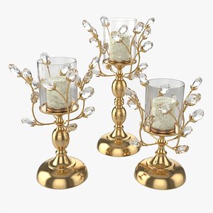 Golden Candle Holders 3D