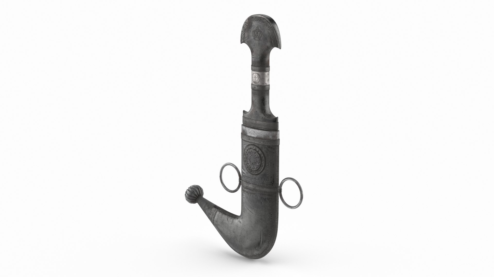 Historic Belt Dagger Silver Simplified 3D model preview