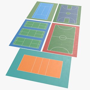 PBR Multi Sports Game Court Floor 3D