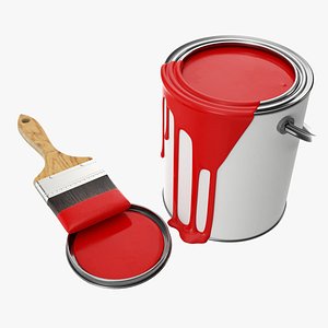 3D Paint bucket opened with brush 01