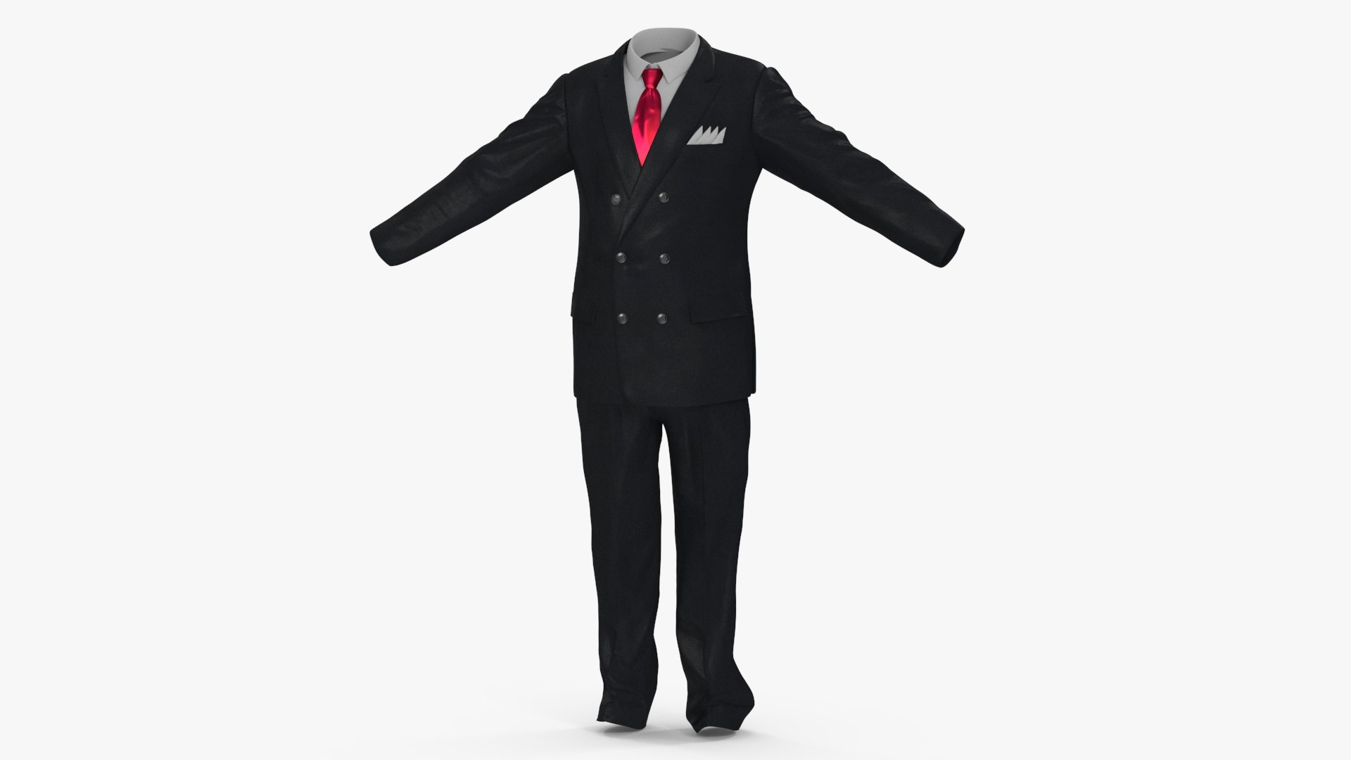 Business Suit Red Tie 3D model preview