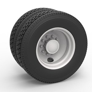 Rear double wheel of old school truck Scale 1 to 25