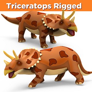 3D cartoon triceratops rigged model