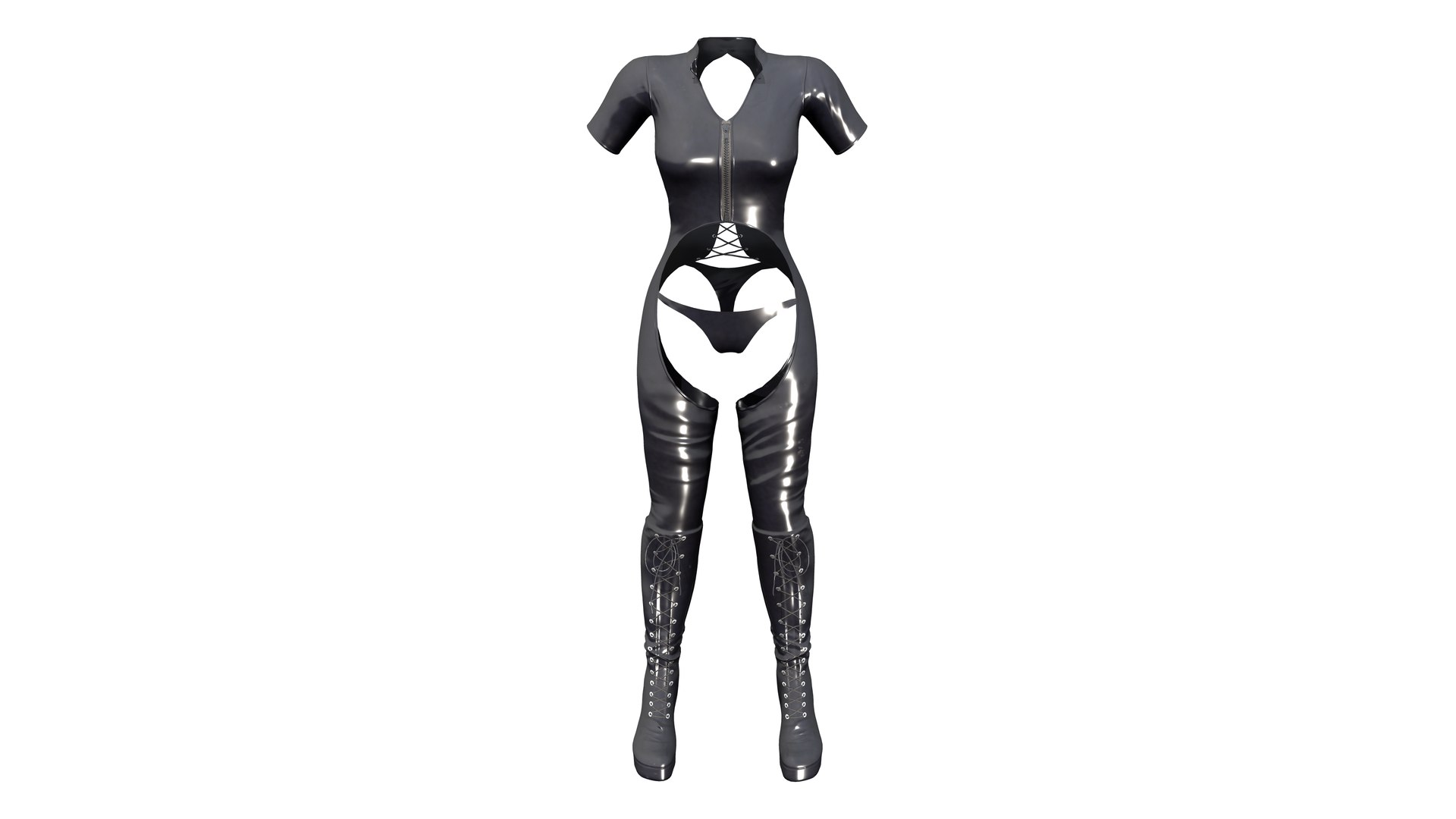 Women Faux Leather Open Crotch Bodysuit 3D model - TurboSquid 1869083