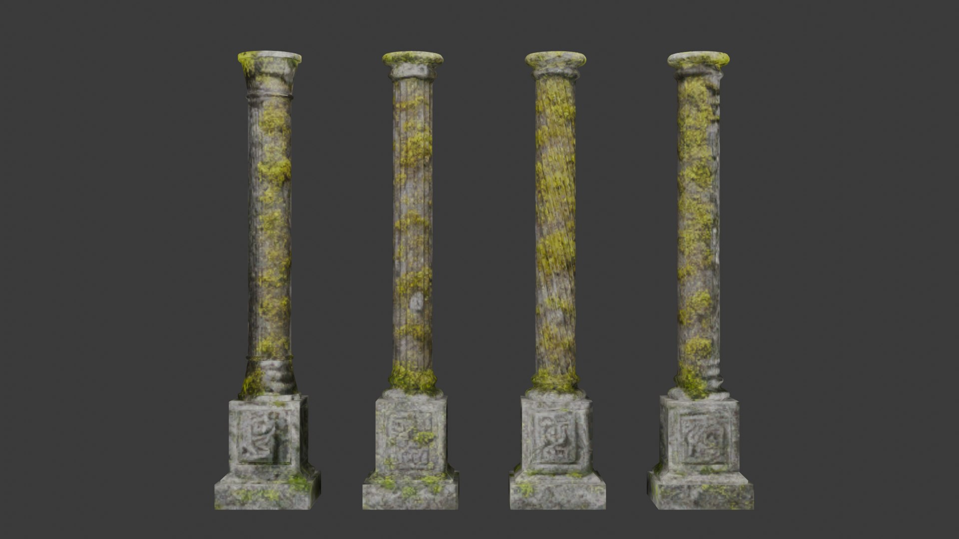 Columns With Moss Model - TurboSquid 2308846