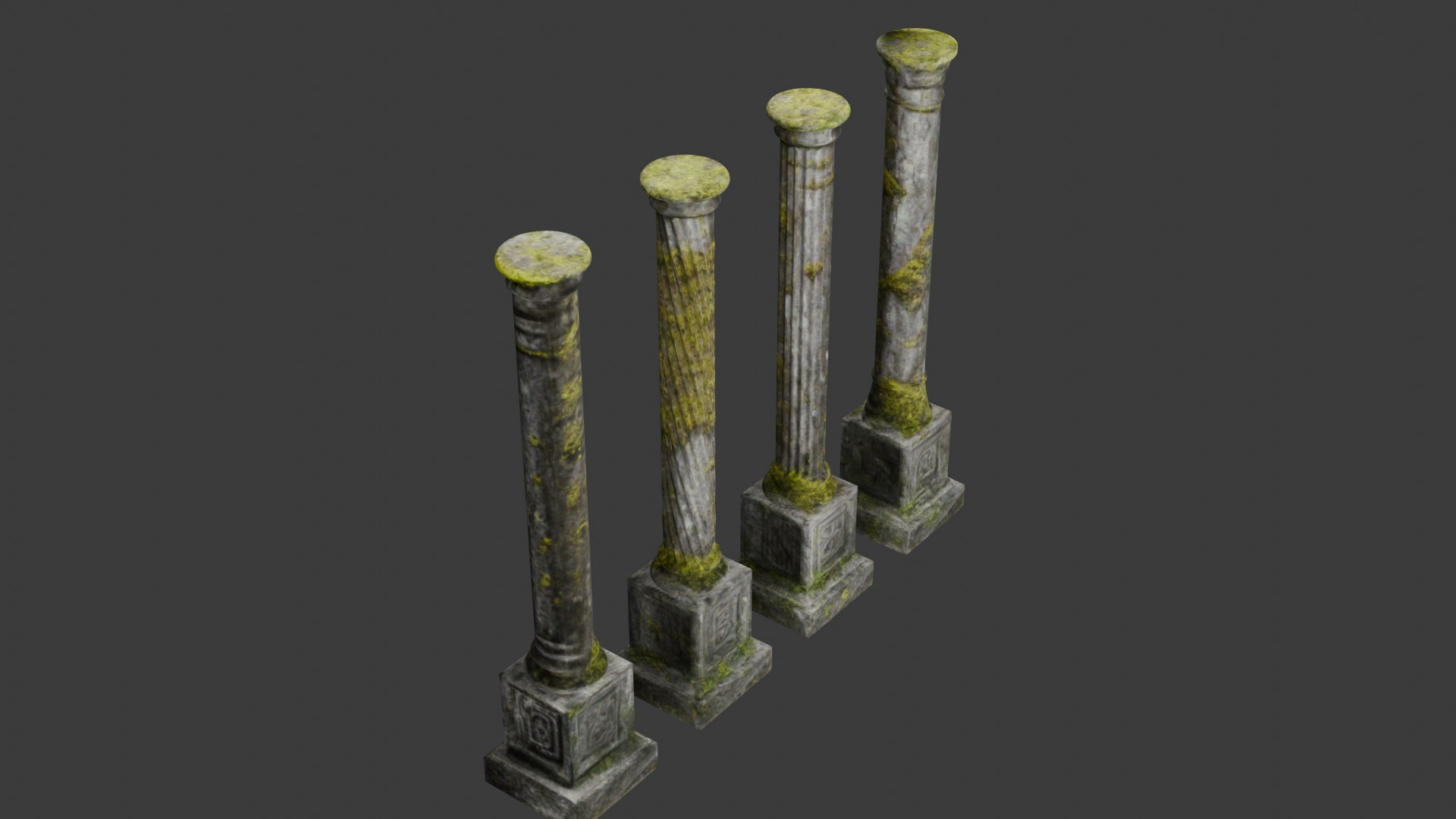 Columns With Moss Model - TurboSquid 2308846