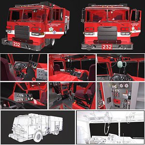 3D engine truck pbr model