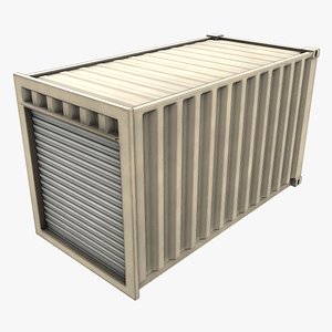 16ft Container With Roll-Up Door - White 3D model