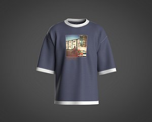 Mens oversized t-shirt with chest graphics model