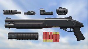 Shotgun Semi-Auto Short Gasp 890 3D model