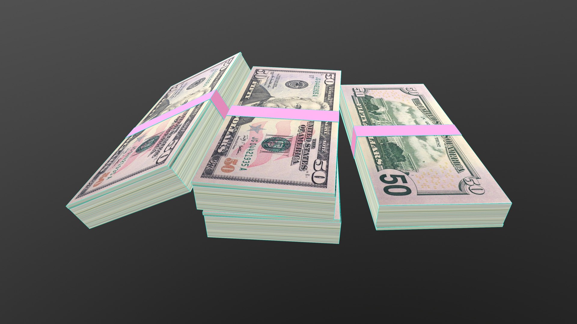 50 Dollar Note Bundle 3D - TurboSquid 2007473