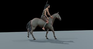 The Most Advanced horse and female warrior rigged for Blender