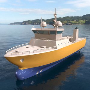 Low Poly Marine Supply Vessel Ship Model 1