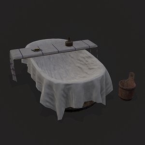 Medieval Bath Tub Scene 3D