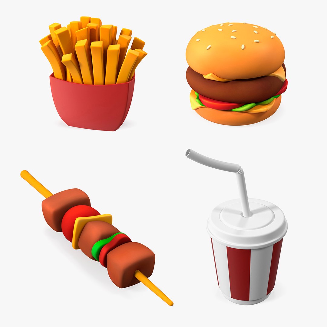 Cartoon Fast Food Collection 4 3D model preview