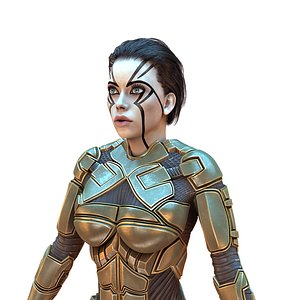 3D cyborg female hd