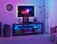 Industrial TV Stand with Open Storage Shelves Wood and Metal Media Console for Living Room