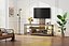 Industrial TV Stand with Open Storage Shelves Wood and Metal Media Console for Living Room