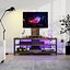 Industrial TV Stand with Open Storage Shelves Wood and Metal Media Console for Living Room