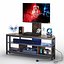 Industrial TV Stand with Open Storage Shelves Wood and Metal Media Console for Living Room