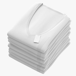 Folded TShirt V Neck 7 Pile White Black and Gray