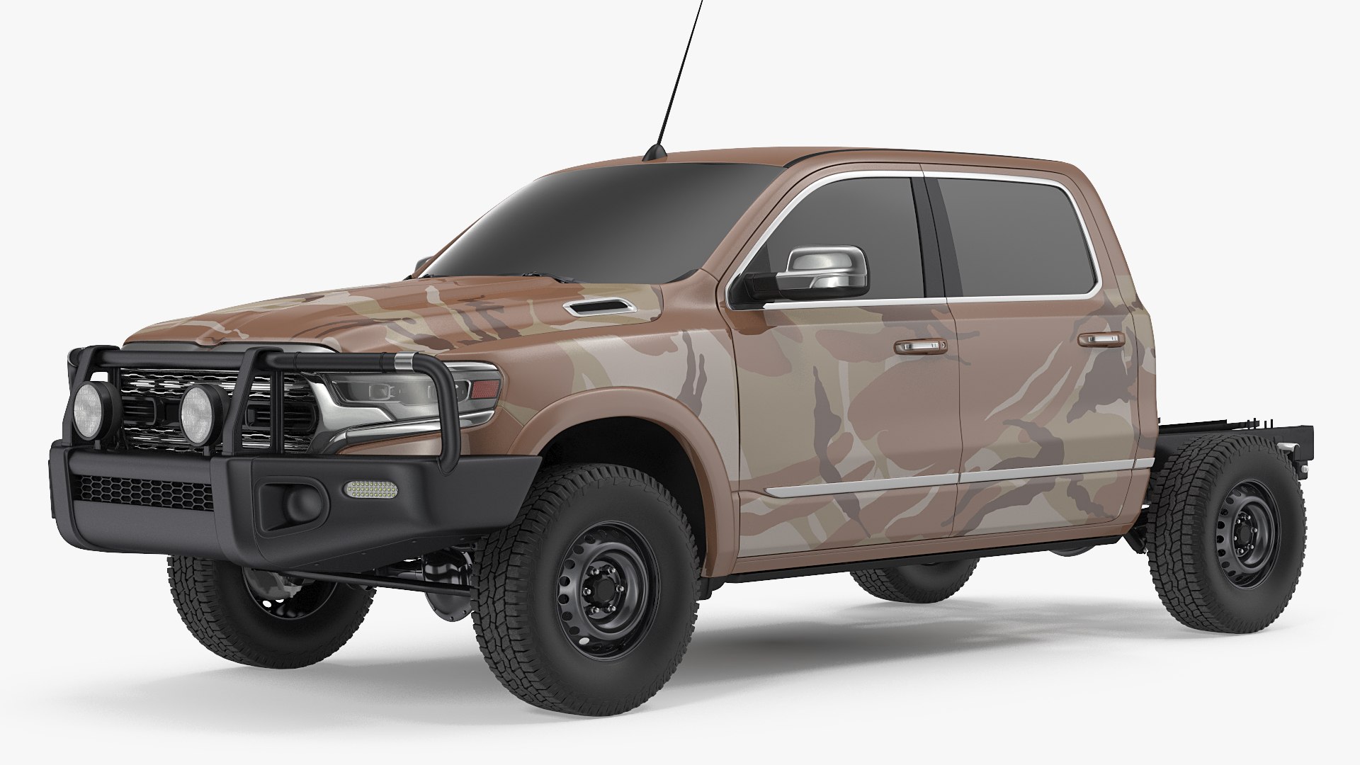 Crew Cab 4x4 Truck No Bed Simple Interior 3D model preview