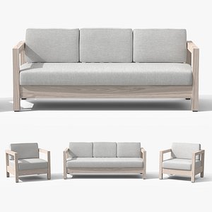 Arca Driftwood Gray Sofa Set 3D model