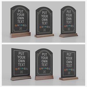 Counter Top Chalkboard Signs - Curved and Arched Bundle 3D model