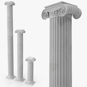 Ancient Ionic Column Set Architecture Light Gray