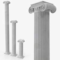 Ancient Ionic Column Set Architecture Light Gray